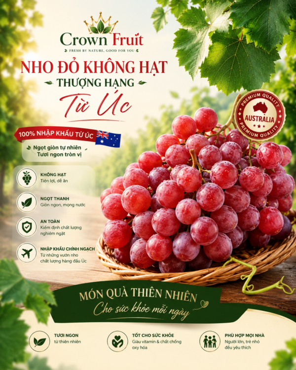 Nho đỏ không hạt Úc-1kg